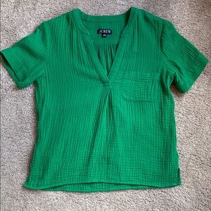 J. Crew Green Ribbed Relaxed Short Sleeve T-Shirt